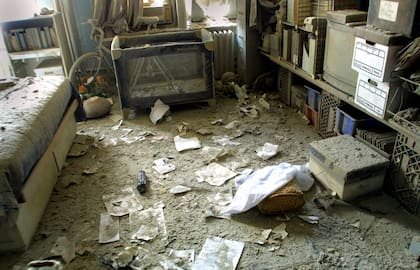 El dormitorio de un apartamento al otro lado de la calle de donde una vez estuvo el World Trade Center